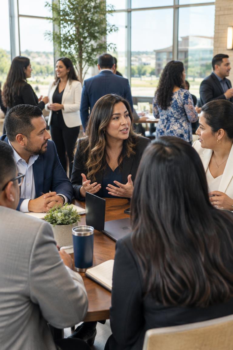 Representative community and business leaders in discussion